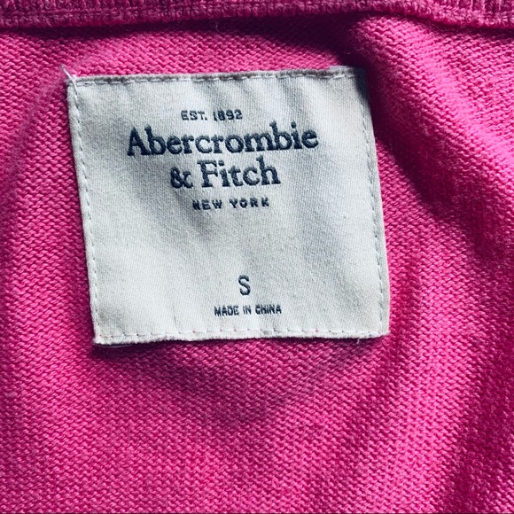 🇺🇸 ABERCROMBIE AND FITCH neon pink cotton sweater size S - Picture 3 of 7